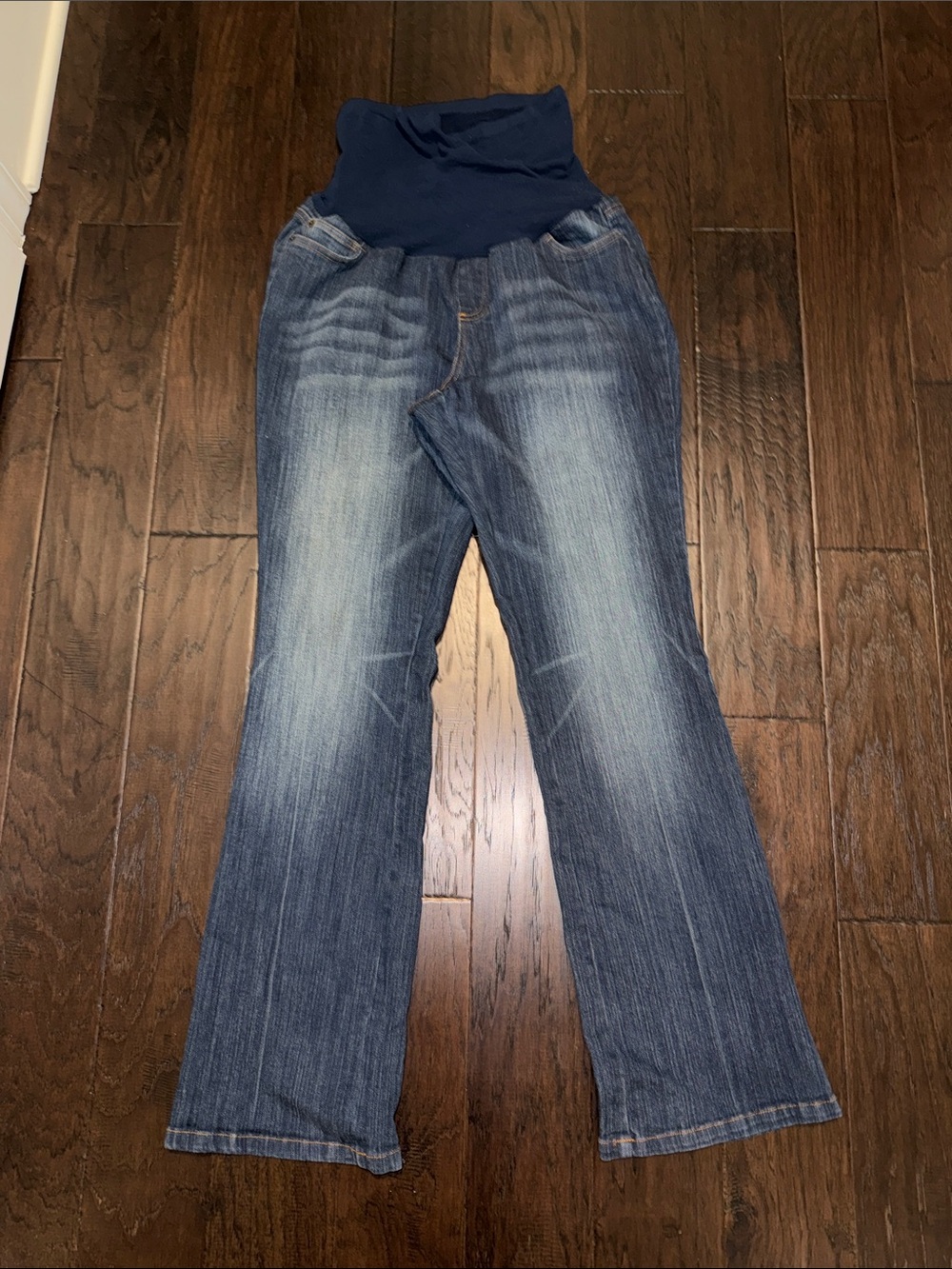 Motherhood Navy Waistband Blue Wash Maternity Flare Jeans XL